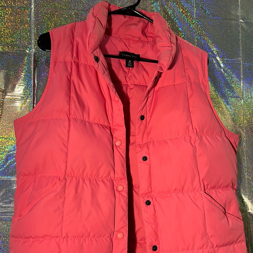 Lands’ End Pink Puffer Vest Women’s Medium 10/12 Quilted